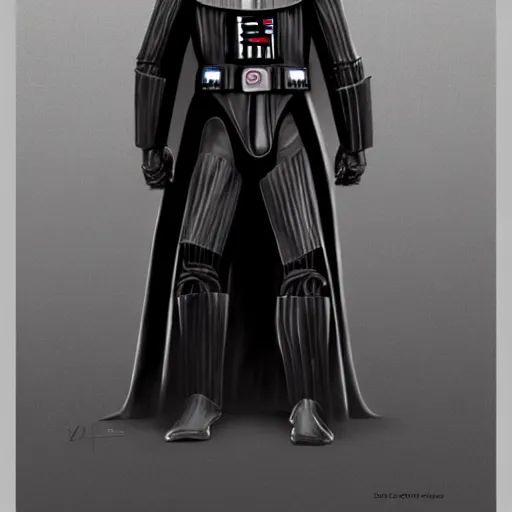 Image similar to a full body back shot of Darth Vader concept art realistic painting, high definition, digital art, matte painting, symmetrical, very detailed, realistic by Doug Chiang, dramatic lighting, cinematic, establishing shot, extremly high detail, photo realistic, cinematic lighting, post processed, concept art, artstation, matte painting,