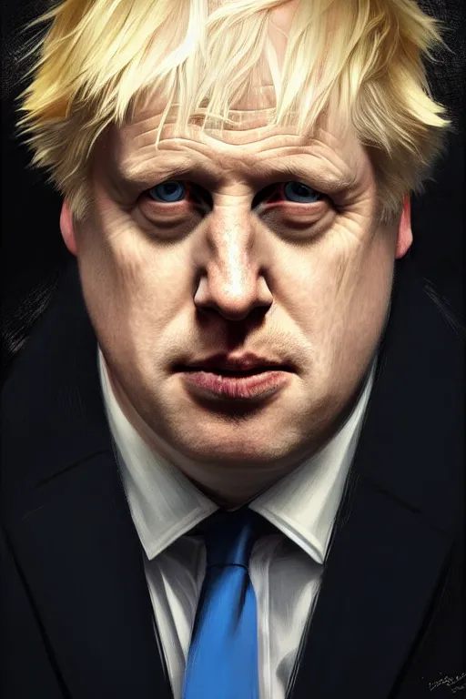 Image similar to Boris Johnson as an X man, visible face, realistic portrait, gold and blue, highly detailed, digital painting, artstation, concept art, smooth, sharp focus, illustration, cinematic lighting, art by artgerm and greg rutkowski and alphonse mucha