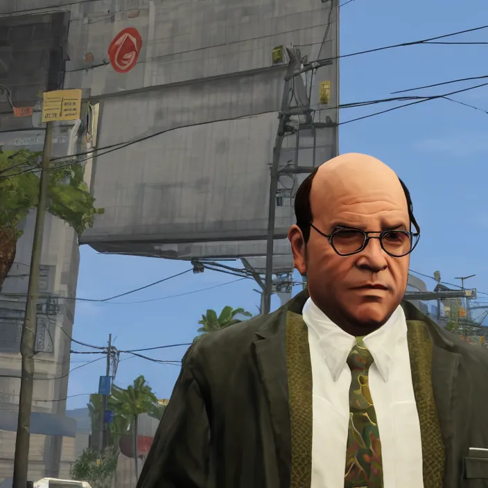 Prompt: George Costanza in GTA V, gameplay screenshot