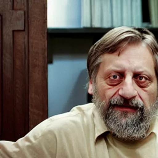Prompt: Slavoj Zizek playing the God character from One More Wish 2008