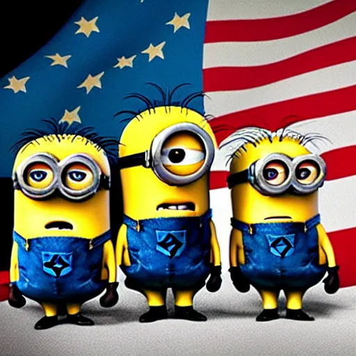 Prompt: Minions signing the Declaration of independence