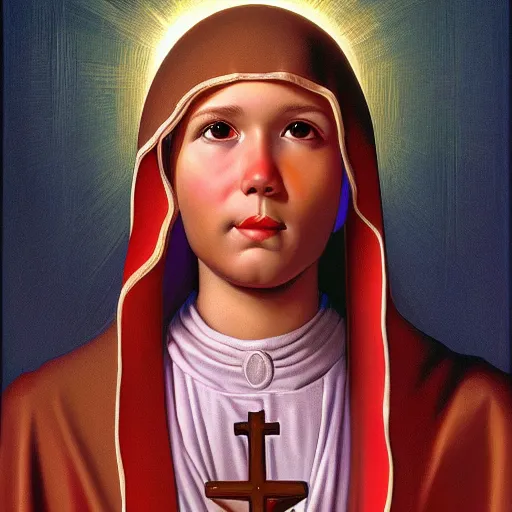 Prompt: portrait of a holy catholic baby saint, trending on art station, painting illustration, high detail by Greg Hildebrandt