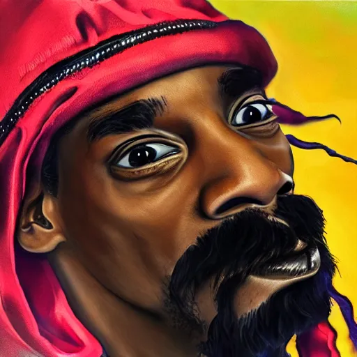 Image similar to Snoop Dogg smiled sweetly red eyes, nothing superfluous, photorealism