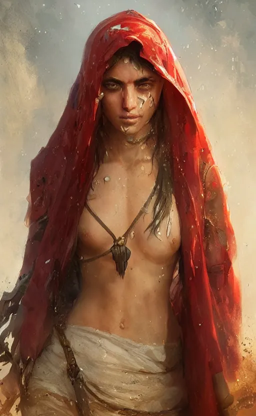 Prompt: The most beautiful arabian warrior girl in the world crying water,digital art,ultra realistic,ultra detailed, ultra wide Lens, art by greg rutkowski