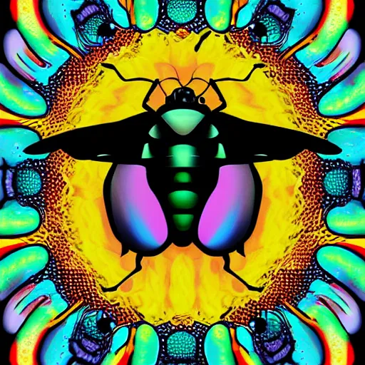 Prompt: housefly portrait, pop art style, detailed, psychedelic