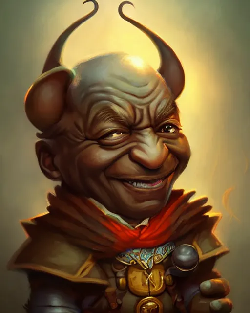 Prompt: cute little anthropomorphic bill cosby cute and adorable, pretty, beautiful, dnd character art portrait, matte fantasy painting, deviantart artstation, by jason felix by steve argyle by tyler jacobson by peter mohrbacher, cinema