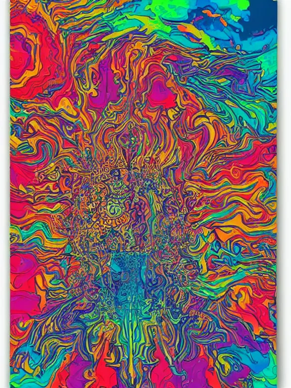 A psychedelic poster by Wes Wilson | Stable Diffusion