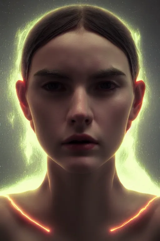 Prompt: head portrait of android, Lilith, portrait, biblical, mythology, Genesis, haunting, beautiful , photo-realistic, hyper-realism, octane render, dramatic lightning, cinematic, by John William Waterhouse