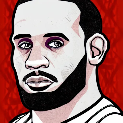 Prompt: a spooky, gothic portrait illustration of LeBron James