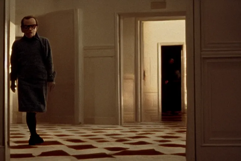 Prompt: a still from the movie the shining directed by woody allen