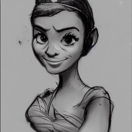 Image similar to milt kahl sketch of a cuban girl who looks like a squirrel as princess padme in star wars episode 3