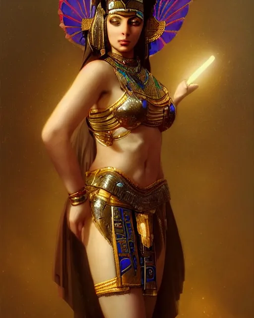 Image similar to Gianna Michaels as a beautiful egyptian princess, gorgeous, portrait, Symmetrical, powerful, intricate, beautiful, masterpiece, elegant, volumetric lighting, highly detailed, artstation, sharp focus, no cropping, illustration, Jean-Leon Gerome , ruan jia