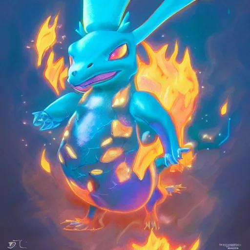 Image similar to biopunk pokemon charizard burining, Pixar style, by Tristan Eaton Stanley Artgerm and Tom Bagshaw.