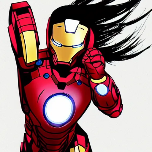 Image similar to a girl wearing a iron man suit, anime art, smooth, hd