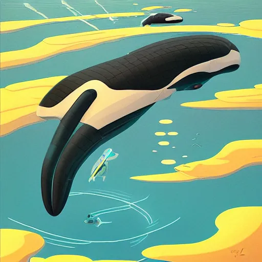 Image similar to cyborg orca by robert mccall mike winkelmann trending on arstation