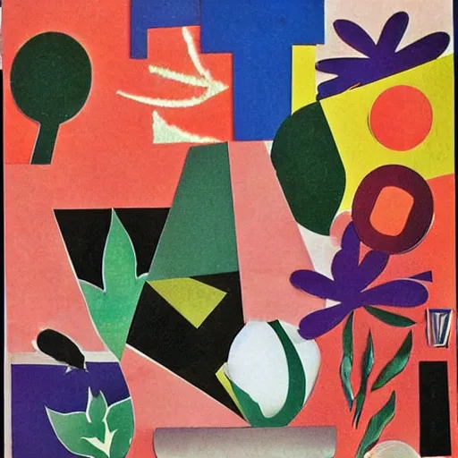 Prompt: paper collage art by henri matisse