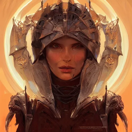 Image similar to digital ar of devil in rusty armor, portrait, digital painting, artstation, concept art, beautiful face, symmetric face, cinematic, by Artgerm and Greg Rutkowski and Alphonse Mucha,