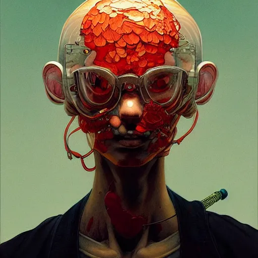 Image similar to prompt : doomer portrait soft light painted by james jean and katsuhiro otomo and erik jones, inspired by akira anime, smooth face feature, intricate oil painting, high detail illustration, sharp high detail, manga and anime 1 9 9 9