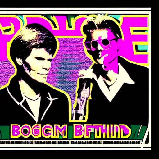 Image similar to bogdanoff brothers retrowave poster art miami