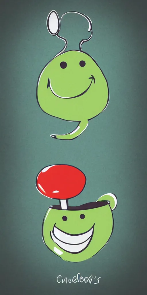 Prompt: catalog illustration of a spoon with eyes and a smile with a green tshirt on