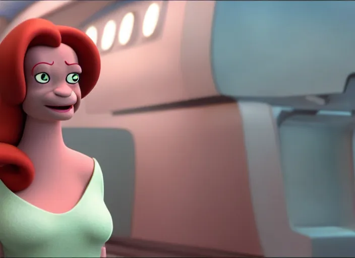 Prompt: film still of lela from futurama in the new scifi movie, 4 k