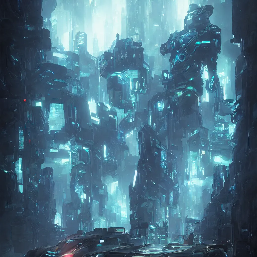 Image similar to cyber punk, overdetailed art, by greg rutkowski, glowing blue veins