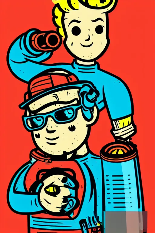 Image similar to fallout 7 6 retro futurist illustration art by butcher billy, sticker, colorful, illustration, highly detailed, simple, smooth and clean vector curves, no jagged lines, vector art, smooth andy warhol style