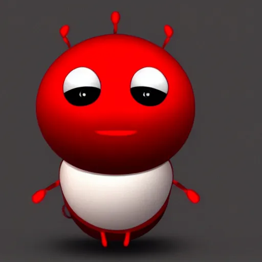 Image similar to red big cute chubby fly, cartoon, game character, soft lighting, higly detailed