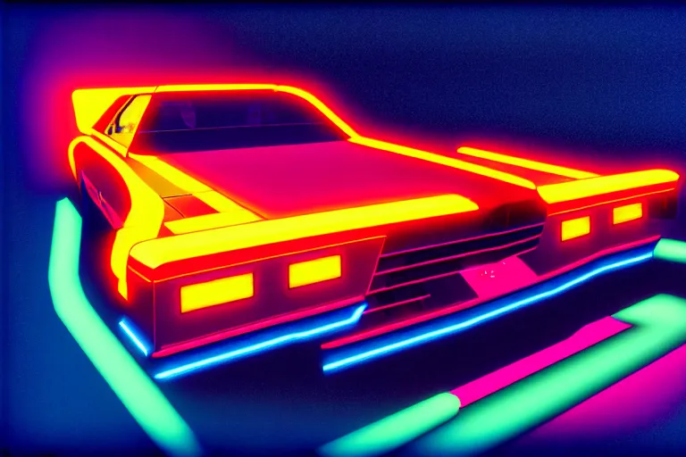 Prompt: stylized poster of a single gnx grand national, thick neon lights, ektachrome photograph, volumetric lighting, f 8 aperture, cinematic eastman 5 3 8 4 film