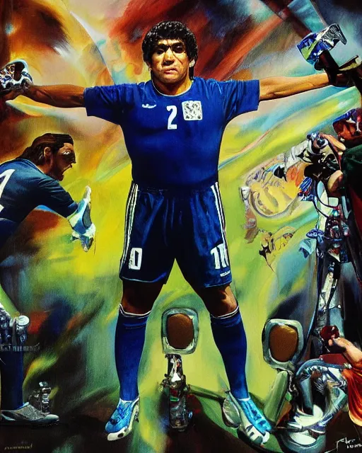 Prompt: studio light, portrait, diego armando maradona by mark brooks, by peter andrew jones!!!!!!!!, by roger dean, hd, hyper detailed, 4 k