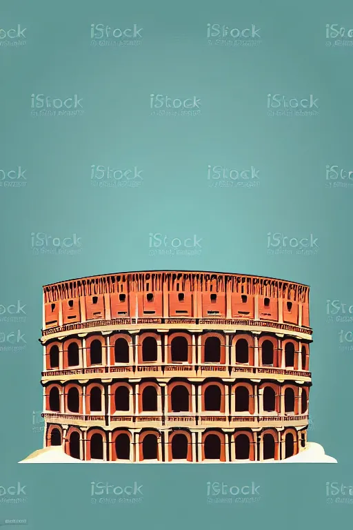 Image similar to minimalist boho style art of colorful colosseum, illustration, vector art