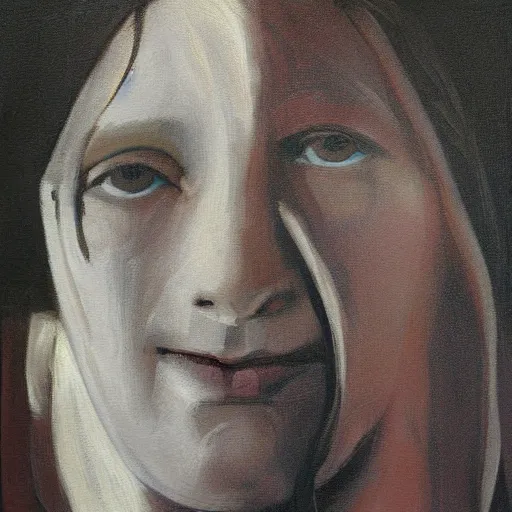 Prompt: woman portrait painting by soulage