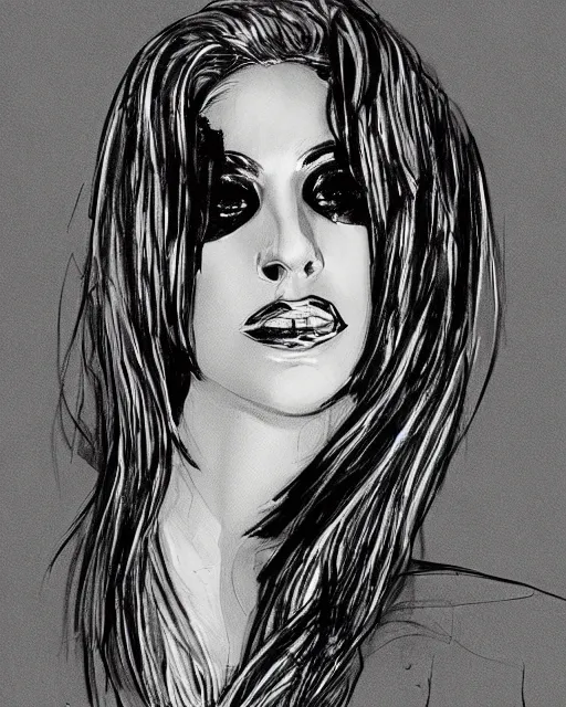 Prompt: lady gaga, court room sketch, fine details, concept art, extremely detailed, black and white, very sharp, in the style of elizabeth williams