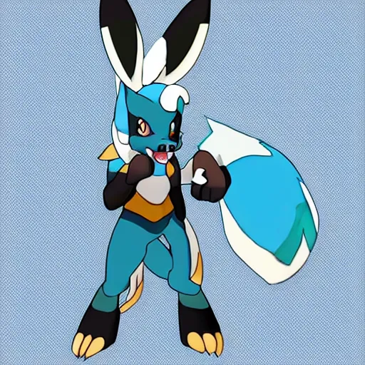 Image similar to Lucario from Pokemon, cartoon shading, sharp focus, trending on furaffinity