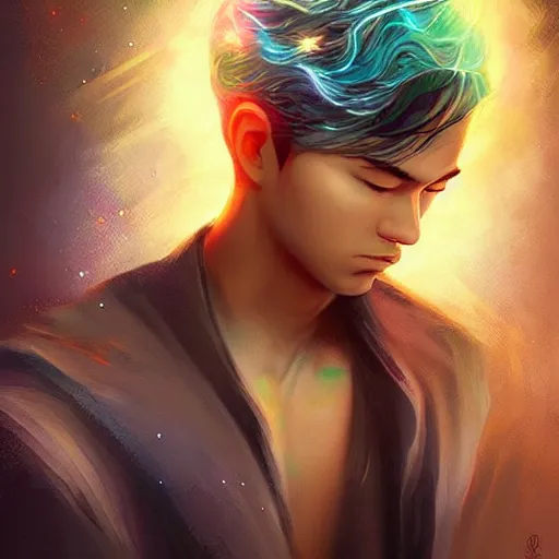 Prompt: a powerful psychic man emitting psychic powers, by ross tran, aesthetic!!, digital painting, intricate,