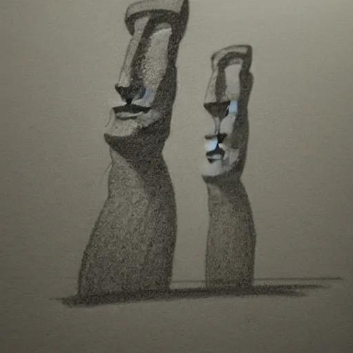 Image similar to easter island minimalistic pencil sketch