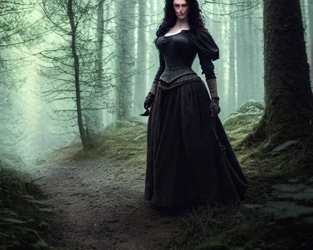 Prompt: 5 5 mm portrait photo of olga kurilenko as real life tough looking yennefer of vengerberg, in a forest. magical atmosphere. art by greg rutkowski. highly detailed 8 k. intricate. lifelike. soft light. nikon d 8 5 0.