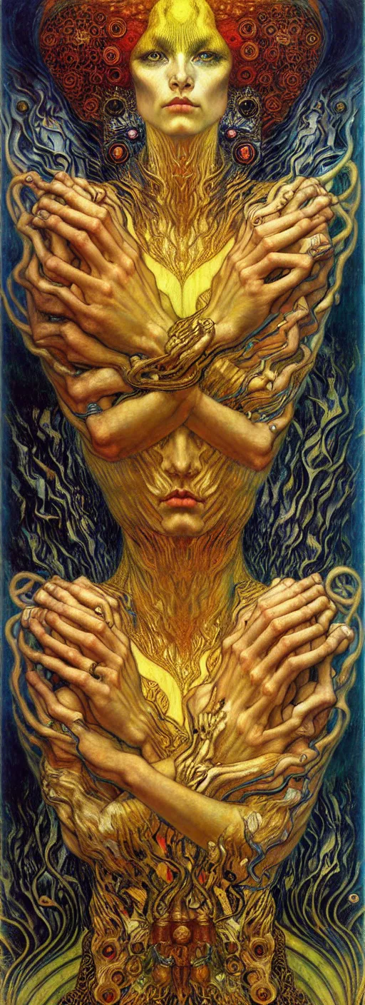 Image similar to Divine Chaos Engine by Karol Bak, Jean Delville, William Blake, Gustav Klimt, and Vincent Van Gogh, symbolist, visionary