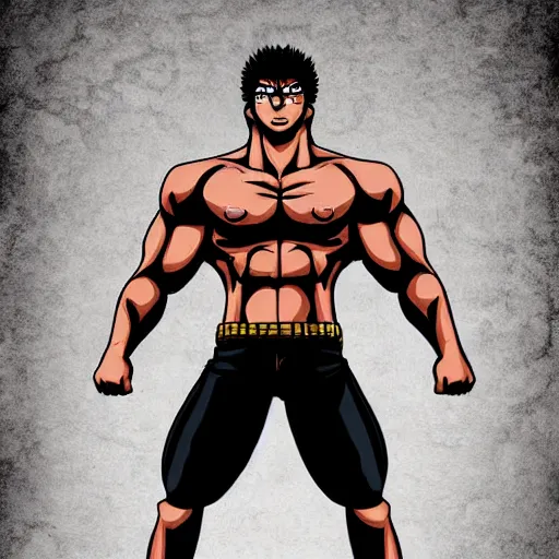 Prompt: muscular man in the style of kengan ashura, digital art, detailed