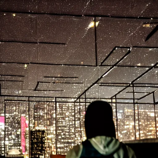 Image similar to photographic portrait of a techwear woman, closeup, on the rooftop of a futuristic city at night, sigma 85mm f/1.4, 4k, depth of field, high resolution, 4k, 8k, hd, full color