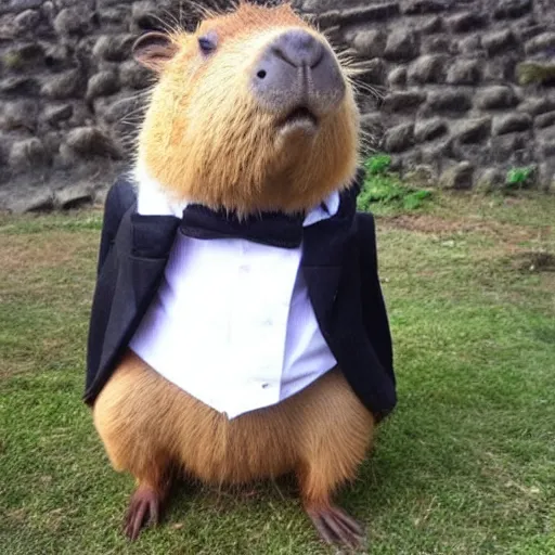 Prompt: capybara wearing a mafia!!!!!!!! suit!!!!!!!!