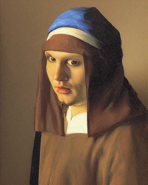 Prompt: “Detailed portrait of Gerard Way by Vermeer, moody lighting”