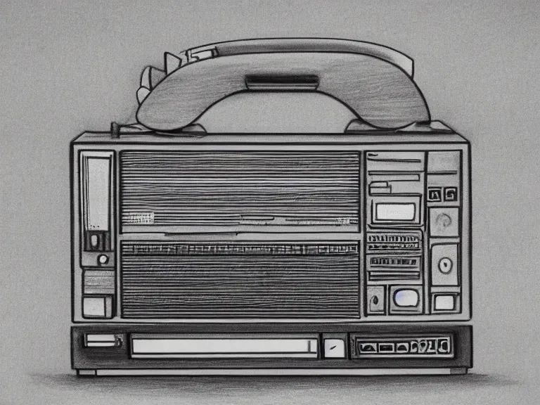 Image similar to a pencil drawing of a vintage compute. by pen tacular