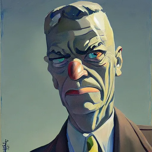 Prompt: Portrait of a mad general, very coherent, painted by Edward Hopper, painted by James Gilleard, airbrush, art by JamesJean
