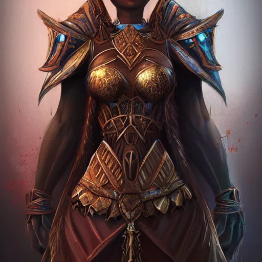 Image similar to beautiful earthen sorceress wearing wooden armor, trending on artstation, ultra fine detailed, hyper detailed, hd, concept art, digital painting