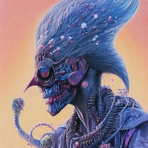 Prompt: original jean giraud art painting pastel goth aesthetic, creepy kawaii, highly detailed, rossdraws