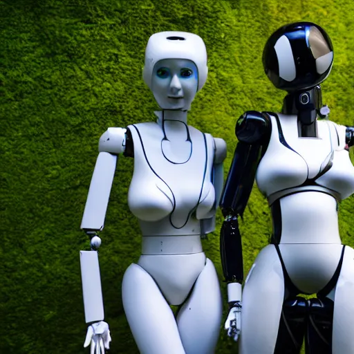Prompt: two humanoid robots making love, wide shot, long shot