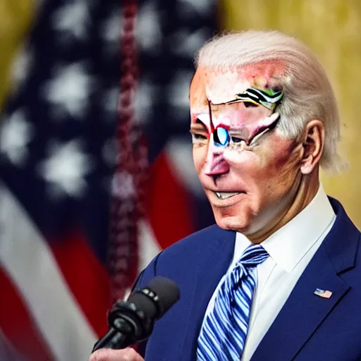 Prompt: Joe Biden glowing eyes with Shotgun