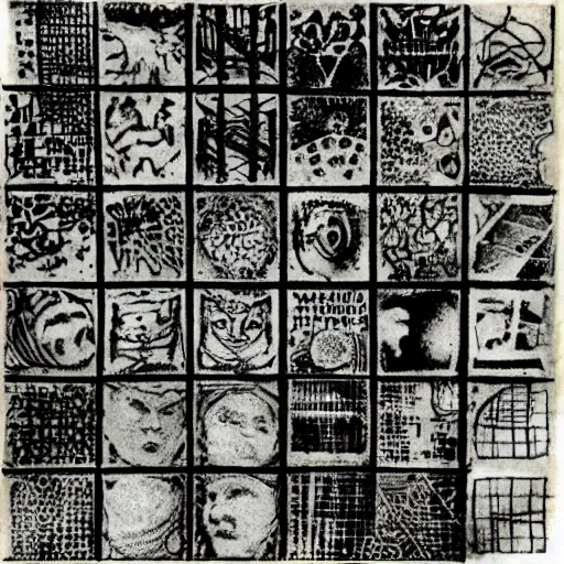 Image similar to intaglio unintelligible mixture 5 x 5 grid