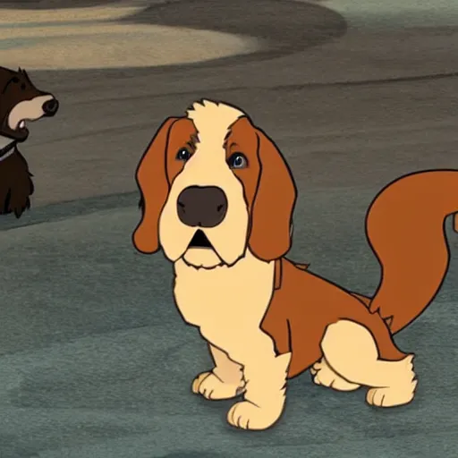 Prompt: a bernedoodle in the avatar cartoon last airbender
